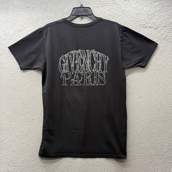 Givenchy Paris Men's T-Shirt Tee Black Embroidered Logo Cotton Short Sleeve XL - Picture 1 of 10